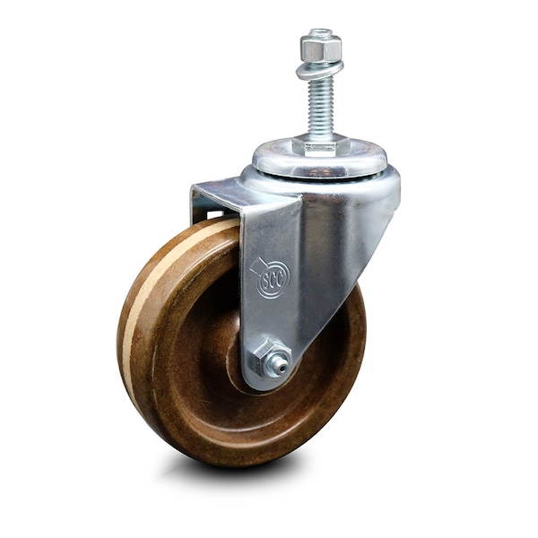 4 Inch High Temp Phenolic Wheel Swivel 3/8 Inch Threaded Stem Caster SCC